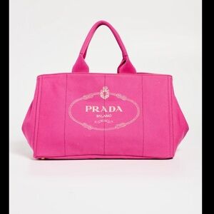 Large Prada Canapa Pink Tote Bag